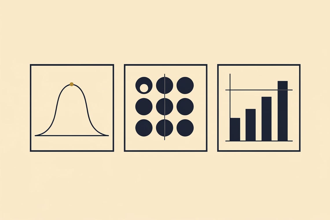 Three panels show an ability ranking, a clinical threshold, and a job benchmark.